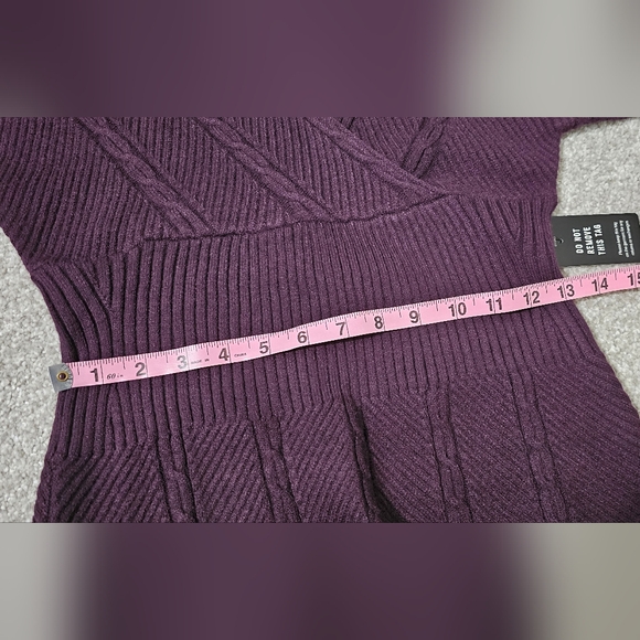 NWT Express Purple Cable Knit Faux Wrap Top Midi Sweater Dress Size M - Picture 9 of 9